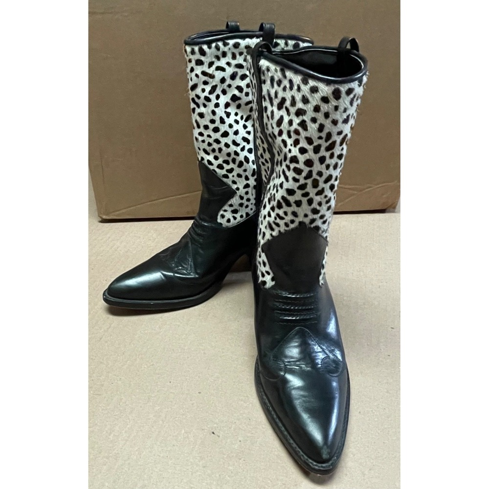 Brighton Women's Pony Hair Vanna Black Leather Mid-Calf Cowboy Boot Sz. 5.5‎